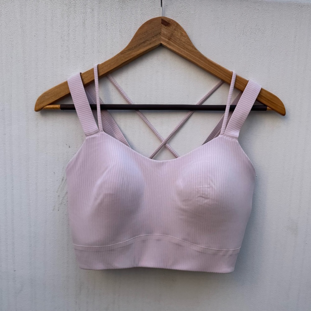 LULULEMON - Like a Cloud Longline Bra D/DD *Ribbed in Blissful Pink.  Size 10 - Picture 6 of 7